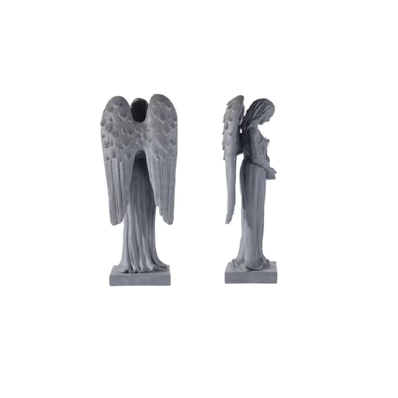 Alfresco Home Antique Fiber-Stone Standing Angel Garden Sculpture