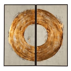 Ring of Fire Canvas Fabric Wall Art in Metallic Gold