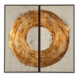 Ring of Fire Canvas Fabric Wall Art in Metallic Gold