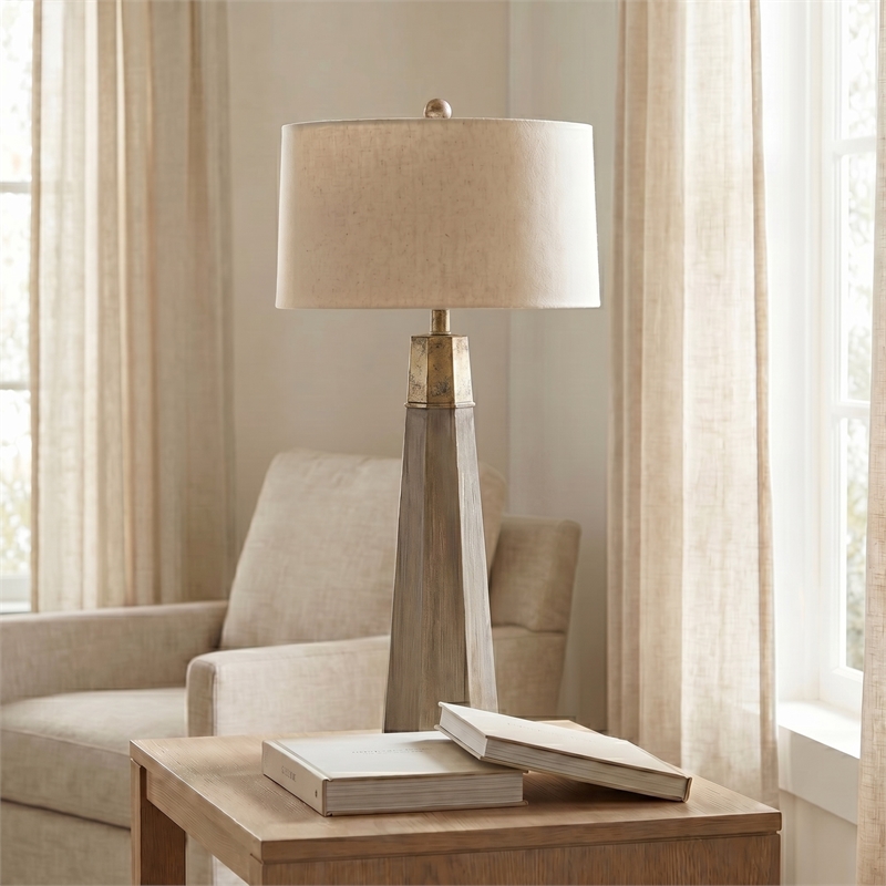 Bassett Mirror Rowan Table Lamp in Beige Cement Stone