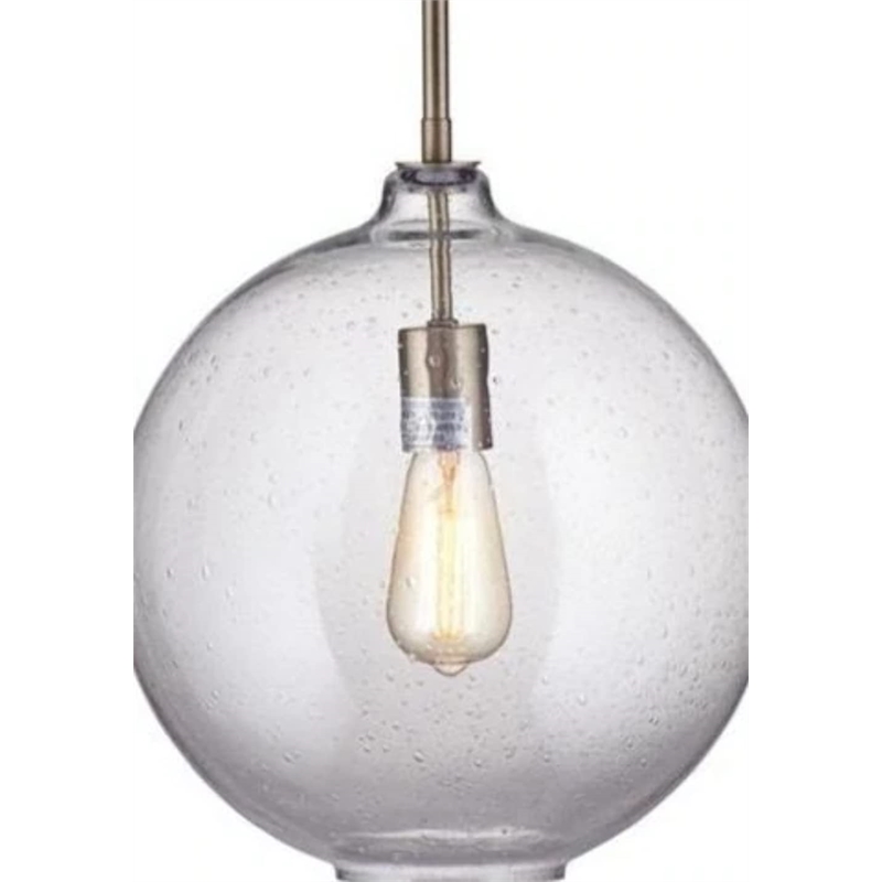 Bassett Mirror Chauncey Edison Bulb Pendant in Antique Brass and Glass