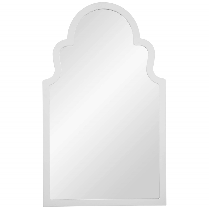 Bassett Mirror Myrna Wall Mirror in White Lacquer Engineered Wood Frame