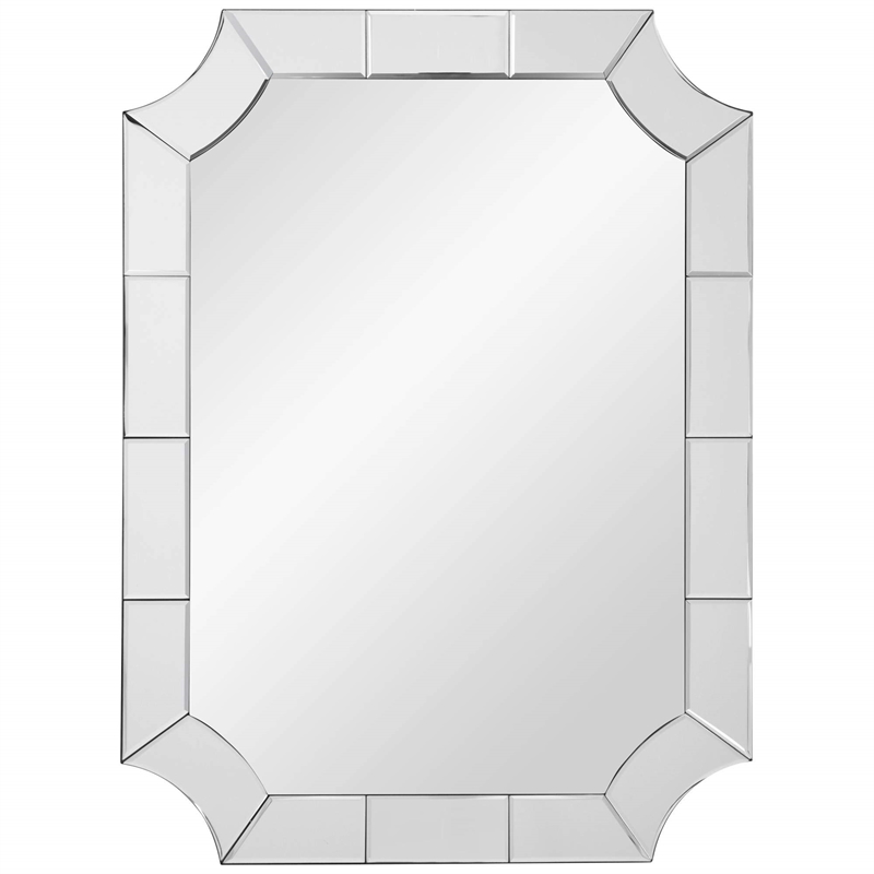 Bassett Mirror Reagan Wall Mirror in Clear Mirror Glass Engineered Wood Frame