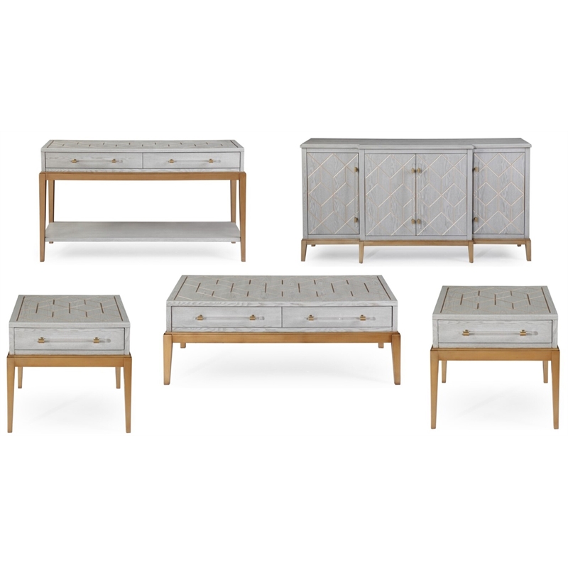 Perrine Wood 4-Door Server in Soft Graphite Gray