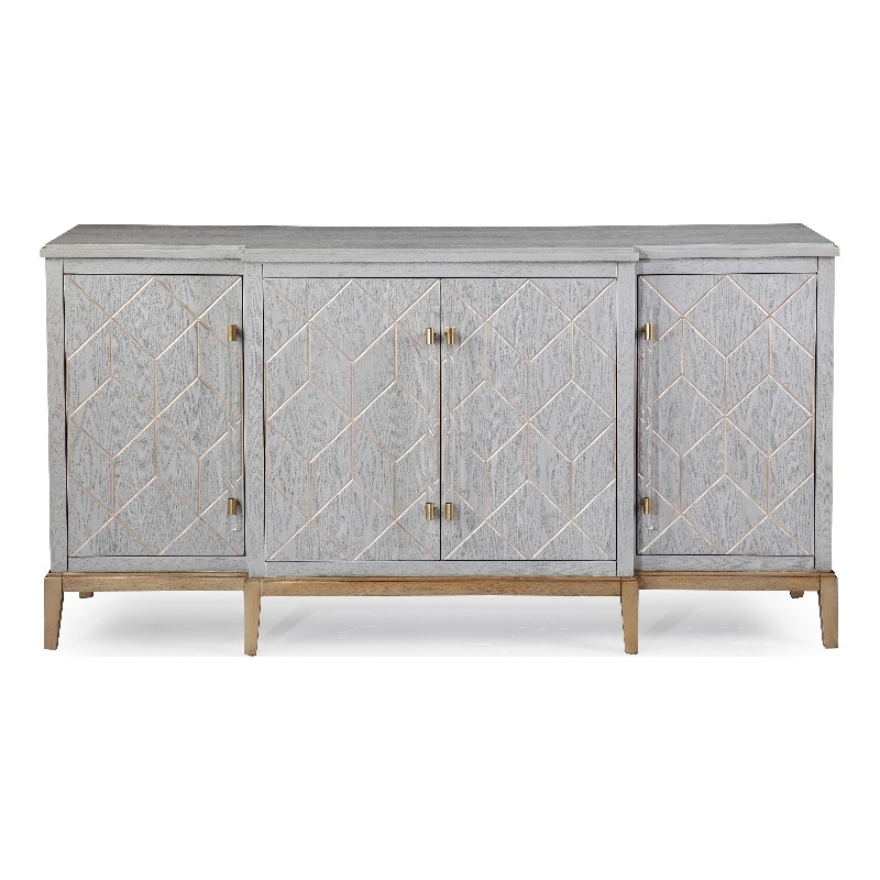 Perrine Wood 4-Door Server in Soft Graphite Gray
