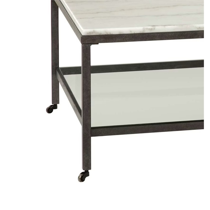 Bassett Mirror Whitman Rectangular Cocktail Table in Bronze/Ivory Marble