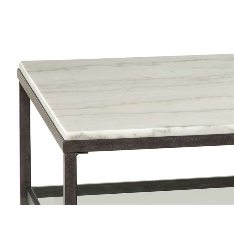 Bassett Mirror Whitman Rectangular Cocktail Table in Bronze/Ivory Marble