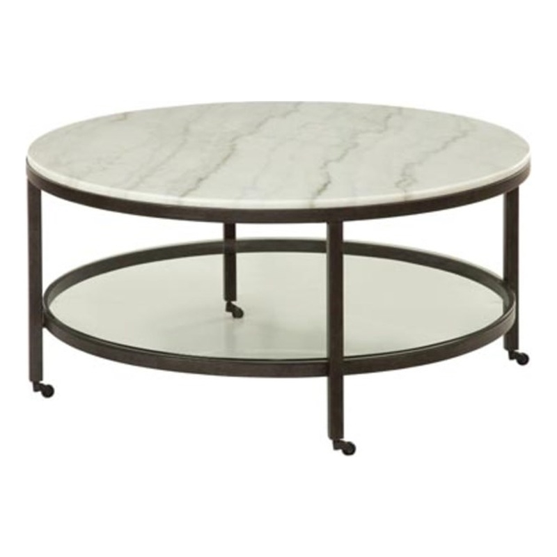 Whitman Marble Round Modern Cocktail Table in Bronze
