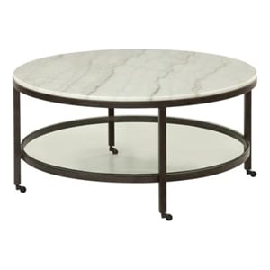 Whitman Marble Round Modern Cocktail Table in Bronze