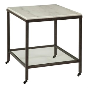 Bassett Mirror Whitman Rectangular End Table in Bronze/Ivory Marble