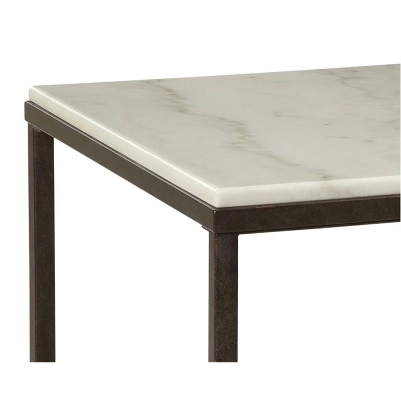 Bassett Mirror Whitman Rectangular End Table in Bronze/Ivory Marble