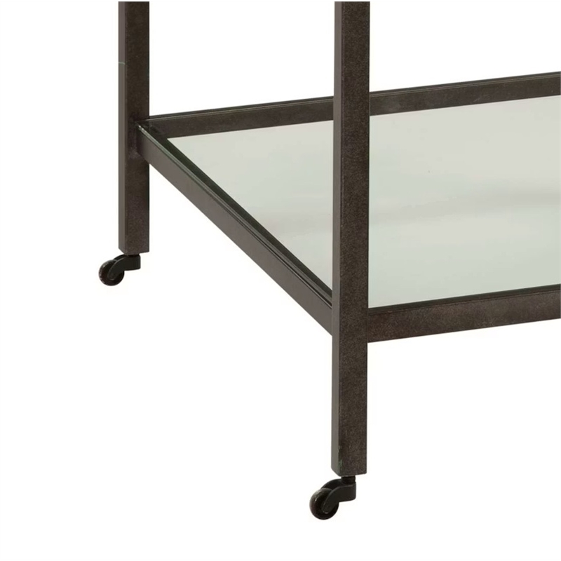 Bassett Mirror Whitman Rectangular End Table in Bronze/Ivory Marble
