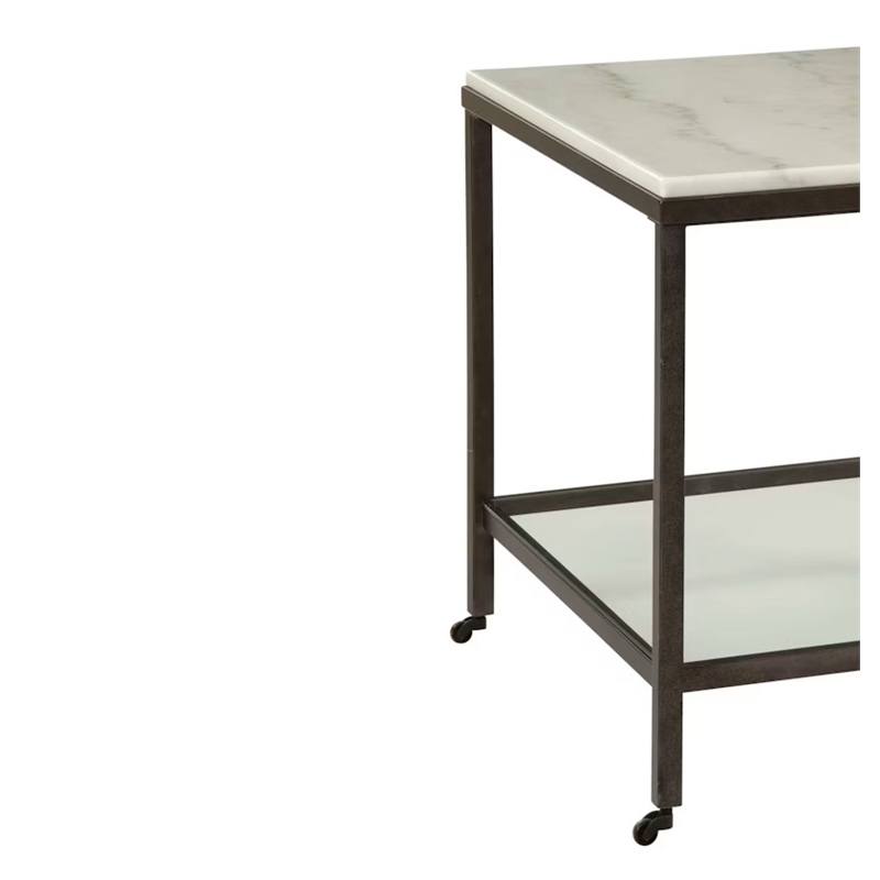 Bassett Mirror Whitman Rectangular End Table in Bronze/Ivory Marble