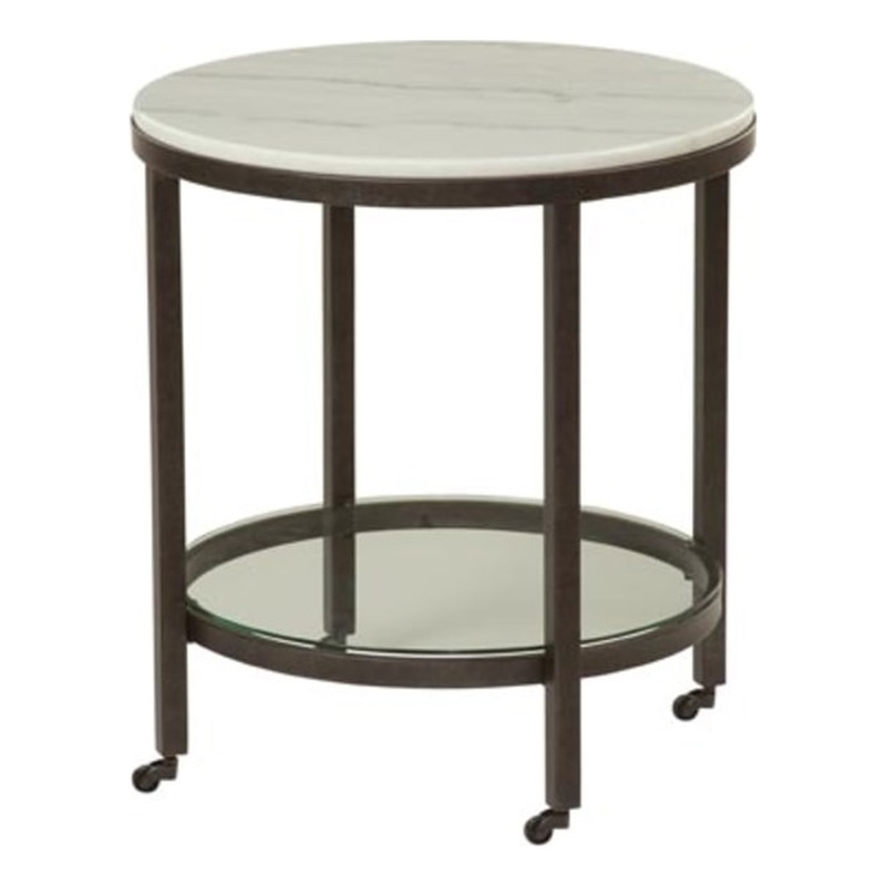 Whitman White Marble Round End Table