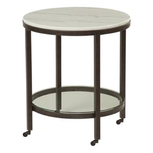 Whitman White Marble Round End Table