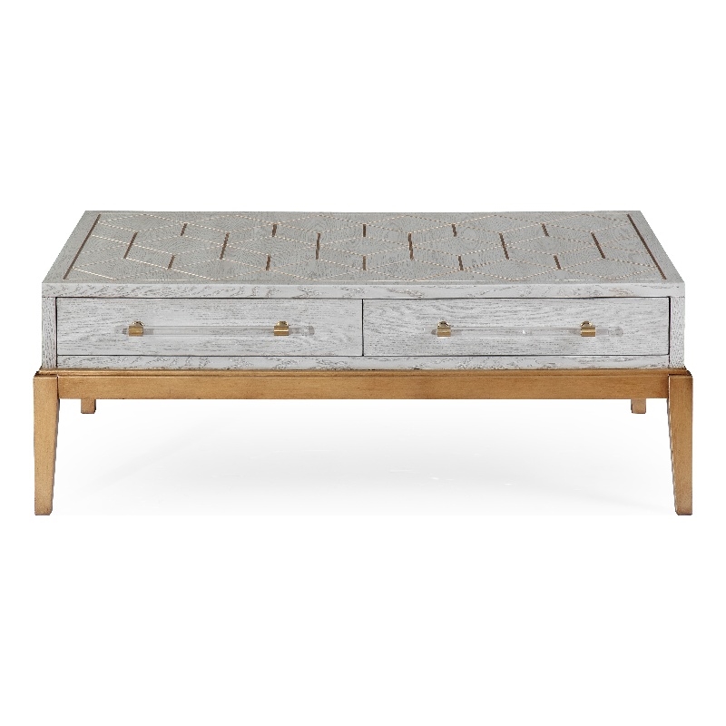 Perrine Wood Rectangular Cocktail Table in Soft Graphite Gray