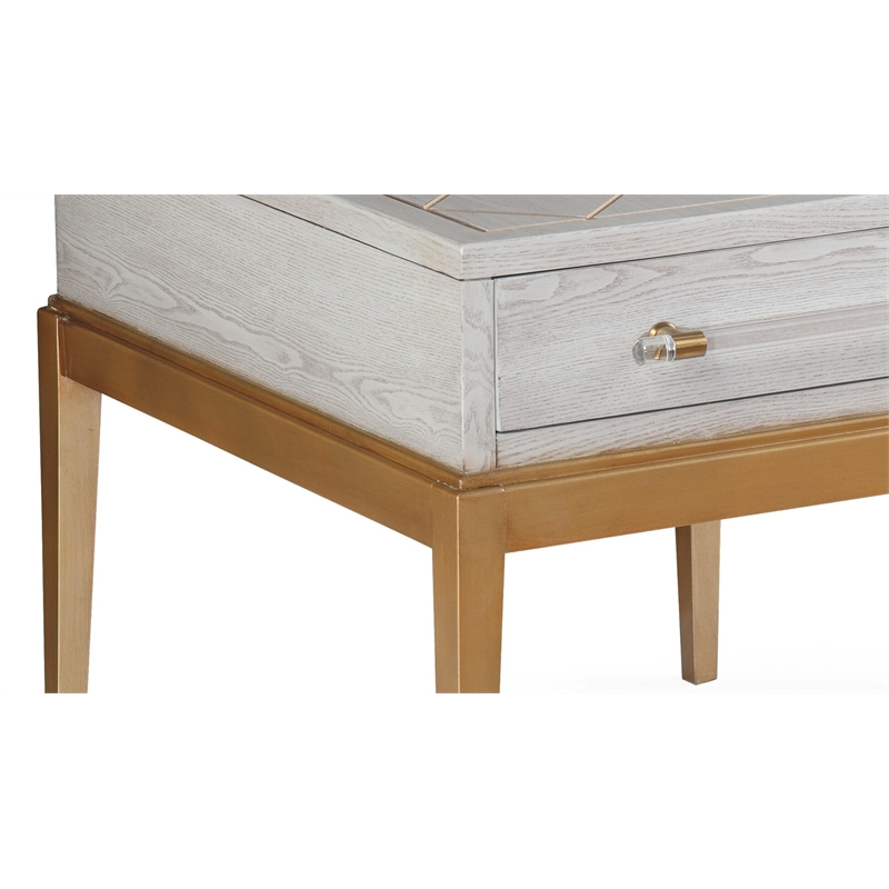Perrine Wood Rectangular End Table in Soft Graphite Gray