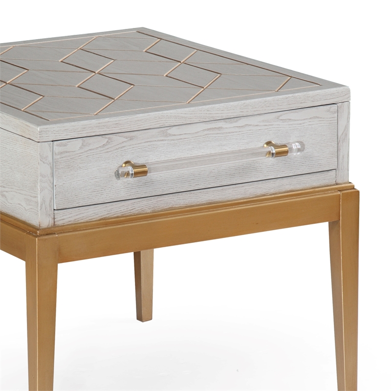 Perrine Wood Rectangular End Table in Soft Graphite Gray