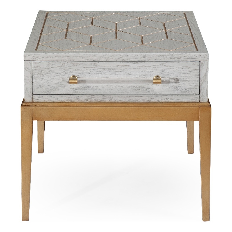 Perrine Wood Rectangular End Table in Soft Graphite Gray