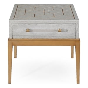 Perrine Wood Rectangular End Table in Soft Graphite Gray