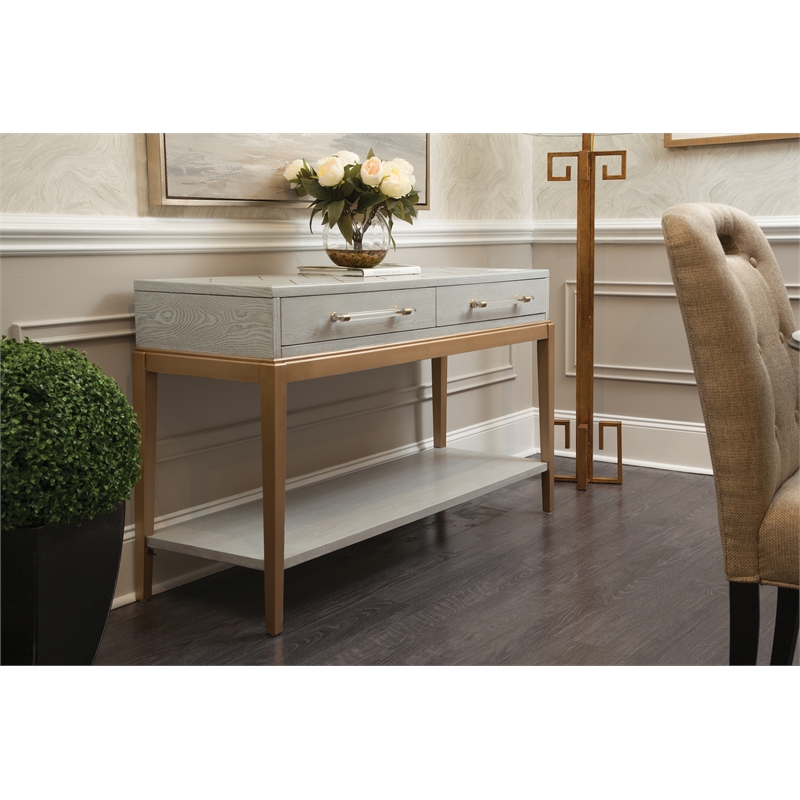 Perrine Wood Console Table in Soft Graphite Gray