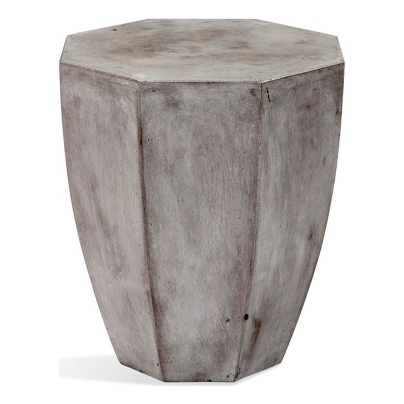 Babaloo Concrete Stone Octagonal End Table in Gray