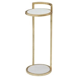 Bassett Mirror Surrey Marble Scatter Table in Gold Leaf and White