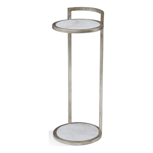 Bassett Mirror Surrey Marble Scatter Table in Silver Leaf
