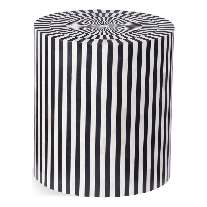 Teague Wood and Bone Accent Table in Black