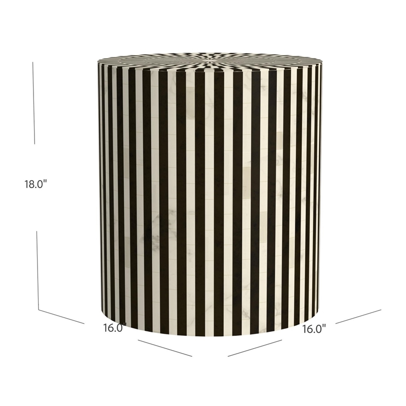 Teague Wood and Bone Accent Table in Black