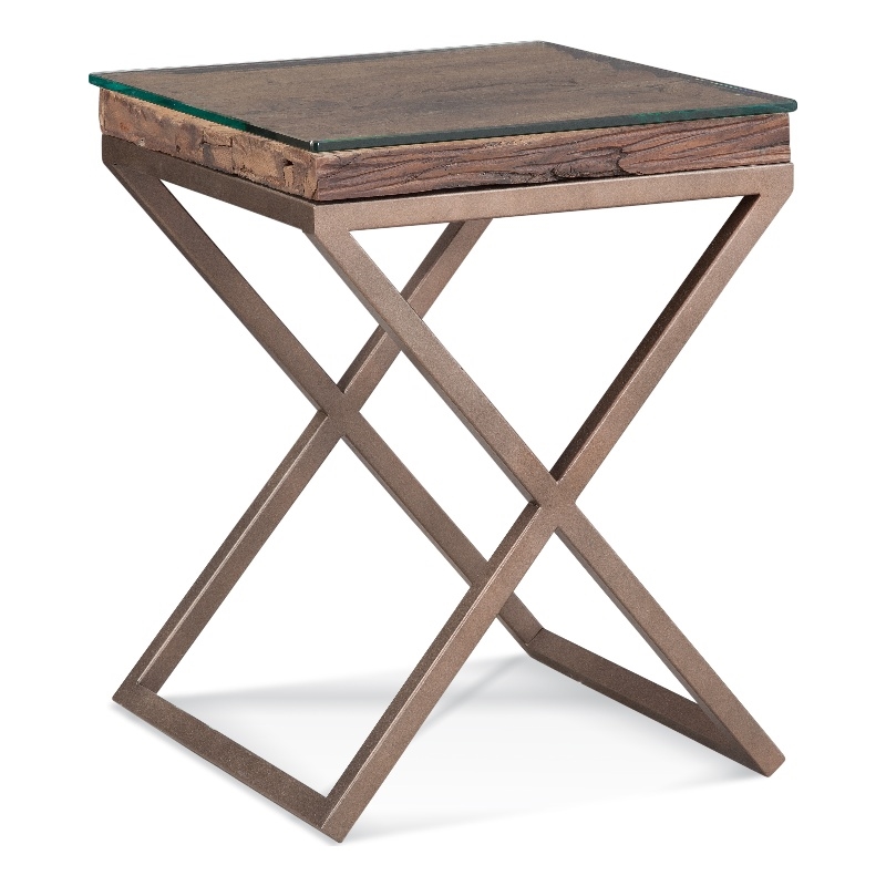 Cambria Reclaimed Wood End Table in Brown