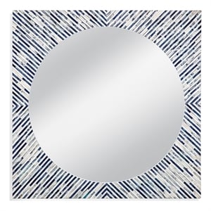 Sunburst Bone Wall Mirror in Blue Resin and Bone