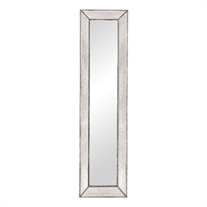Beaded Wood Floor Mirror in Silver
