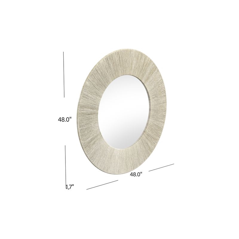 Bassett Mirror Perez Wall Mirror in Gray Fabric Rope