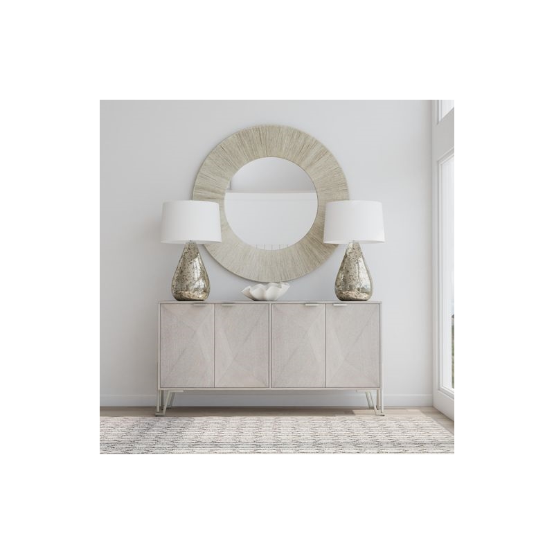 Bassett Mirror Perez Wall Mirror in Gray Fabric Rope