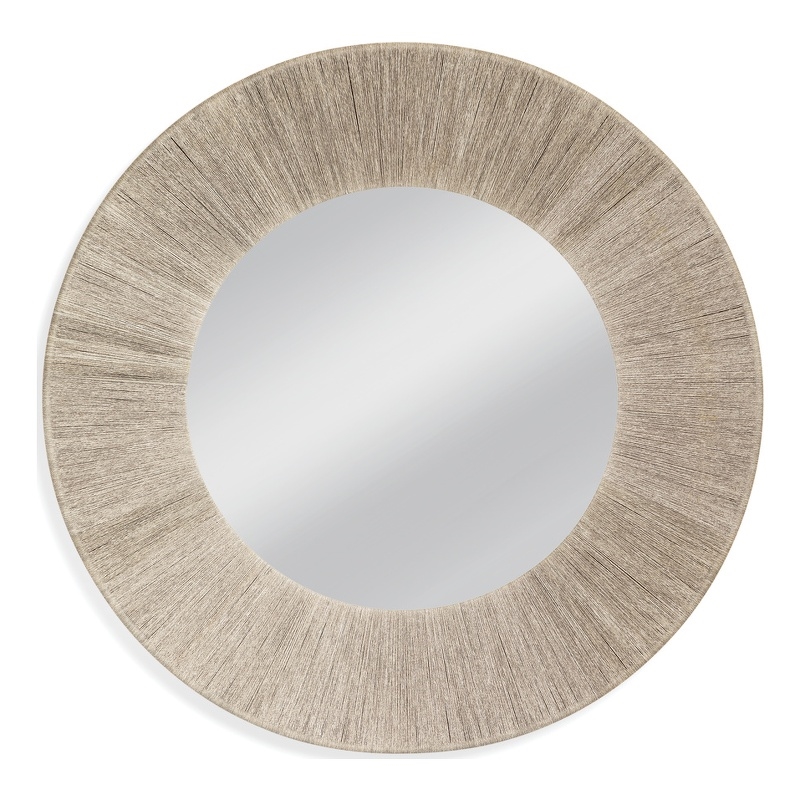 Bassett Mirror Perez Wall Mirror in Gray Fabric Rope