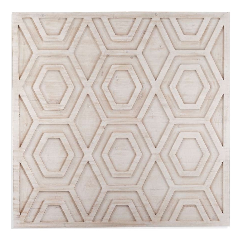 Geometric Wood Wall Hanging in White