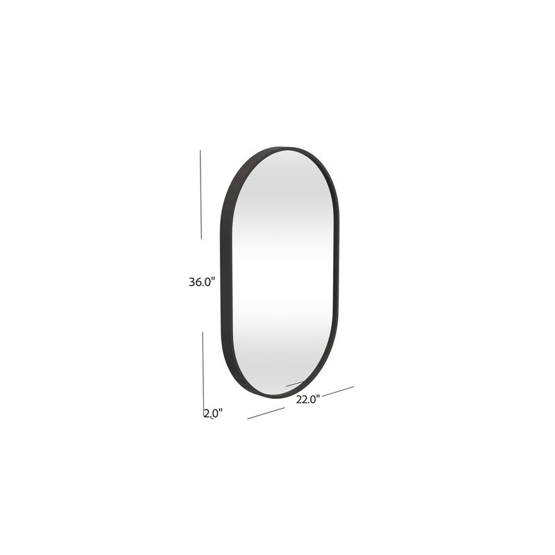 Oval Wall Mirror in Black Metal Frame by Bassett Mirror