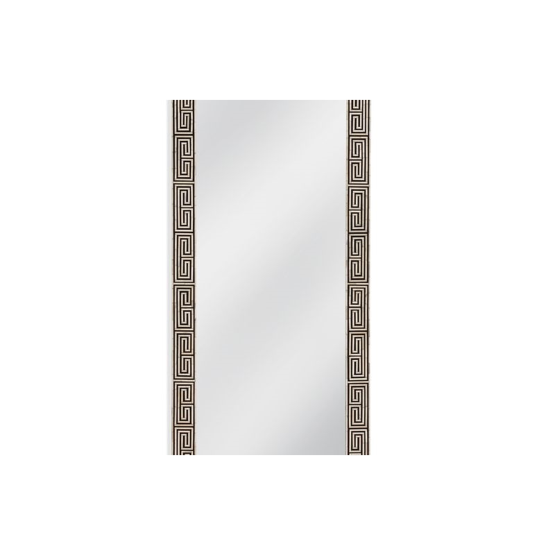Newton Natural Bone Floor Mirror in Black Engineered Wood
