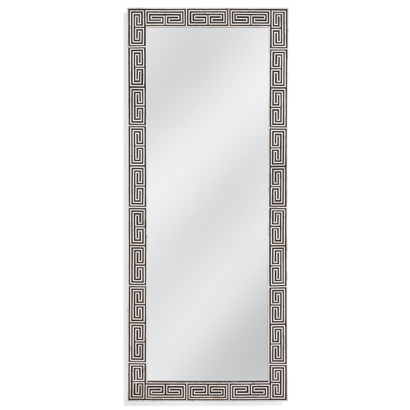 Newton Natural Bone Floor Mirror in Black Engineered Wood