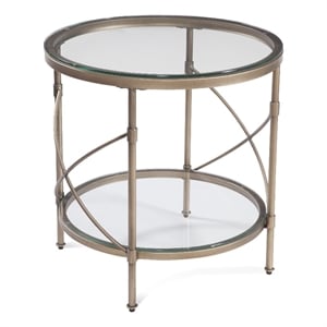 Harrison Round Metal and Glass End Table in Gold
