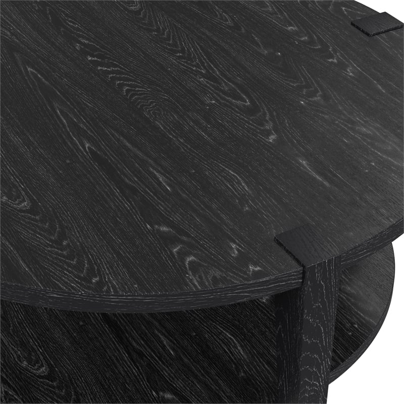 Whitfield Round Cocktail Table in Black Wood