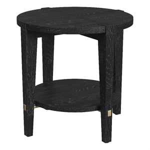 Whitfield Round End Table in Black Wood