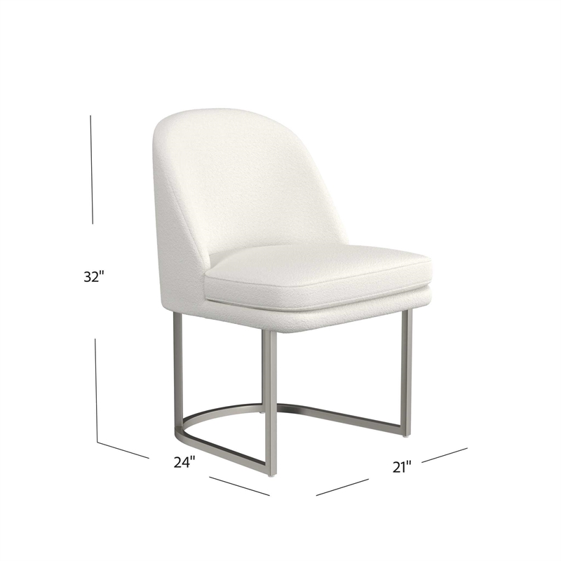 Pearl Ivory Dining Chair in Metal and Fabric