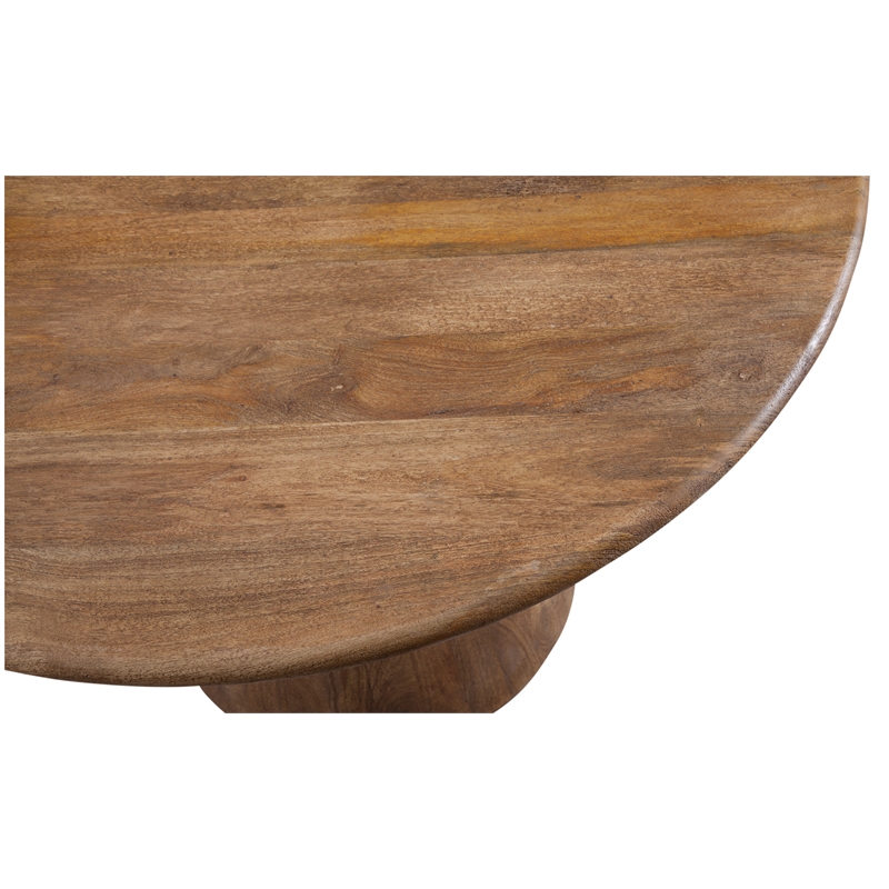 Raynor Brown Round Dining Table in Mango Wood and Resin