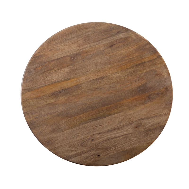 Raynor Brown Round Dining Table in Mango Wood and Resin