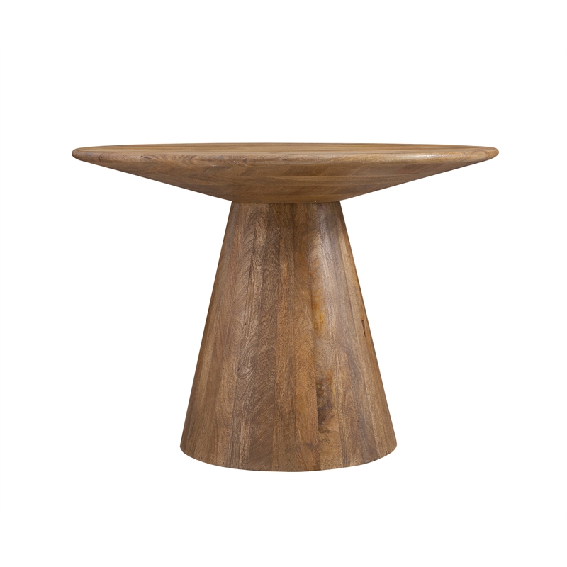 Raynor Brown Round Dining Table in Mango Wood and Resin