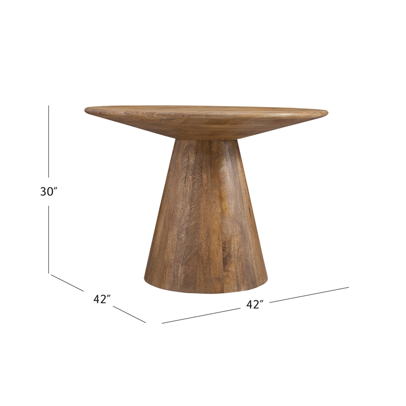 Raynor Brown Round Dining Table in Mango Wood and Resin