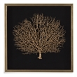 Silouette Sea Fan Wall Art in Gold with Wood Frame