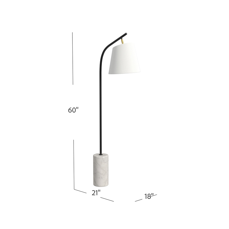 Studio Floor Lamp in Black Metal with Marble Base